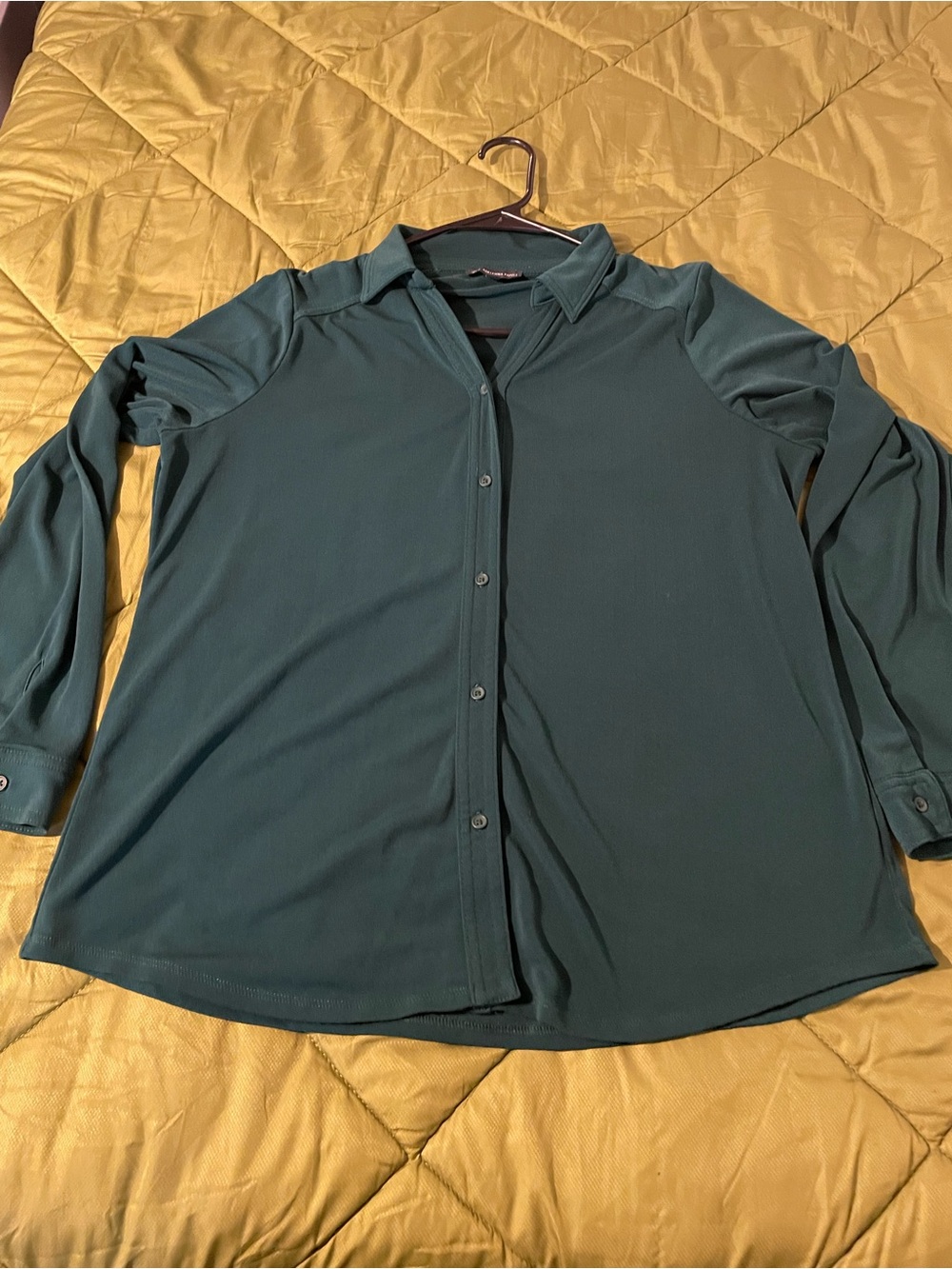 Adrianna Papell emerald green Button-Front Blouse